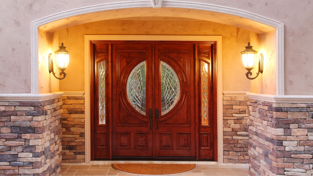 A home with secured front door lock and ample lighting